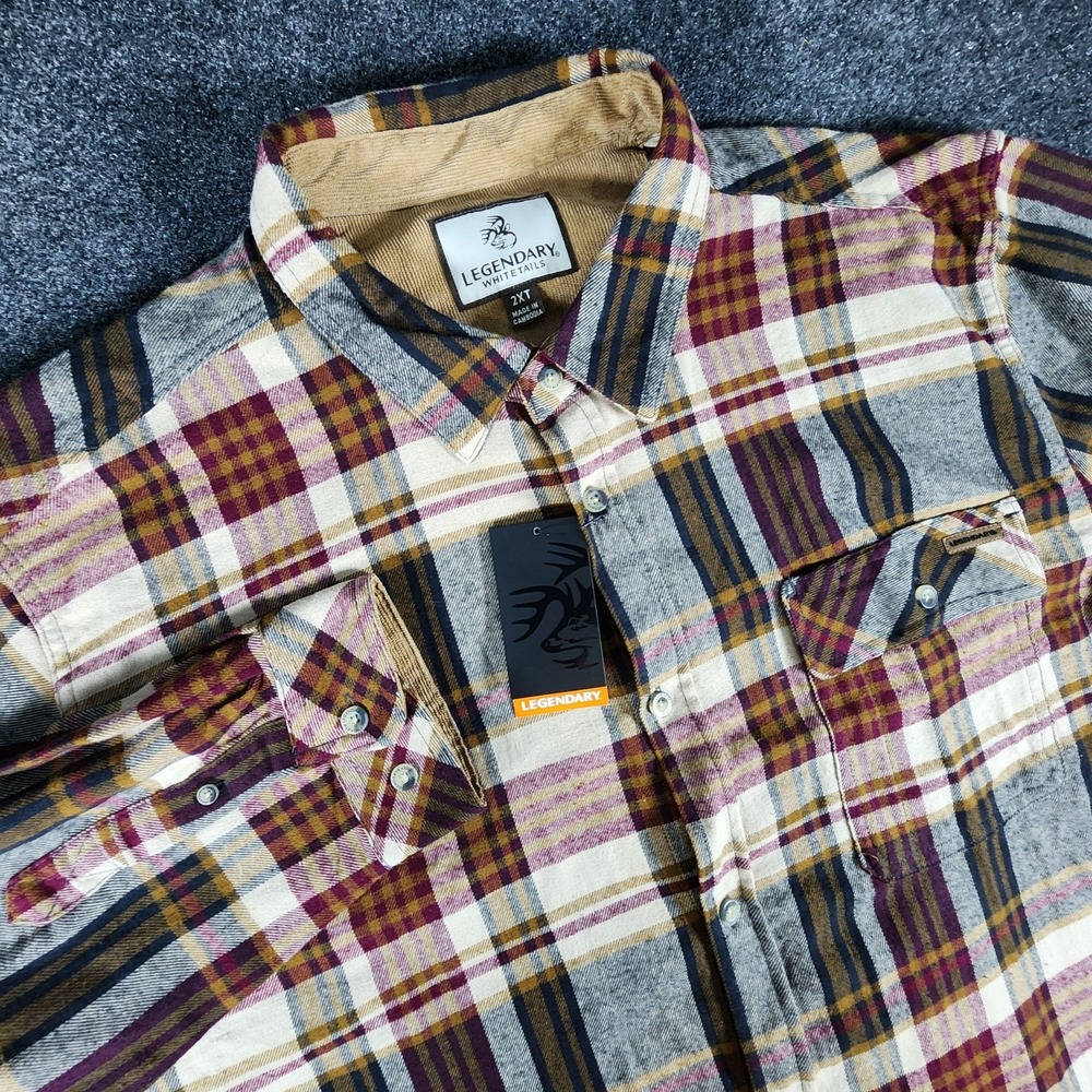 NWT Legendary Whitetails Buck Camp Flannel‎ Men's Long Sleeve Button 2XLT Plaid
